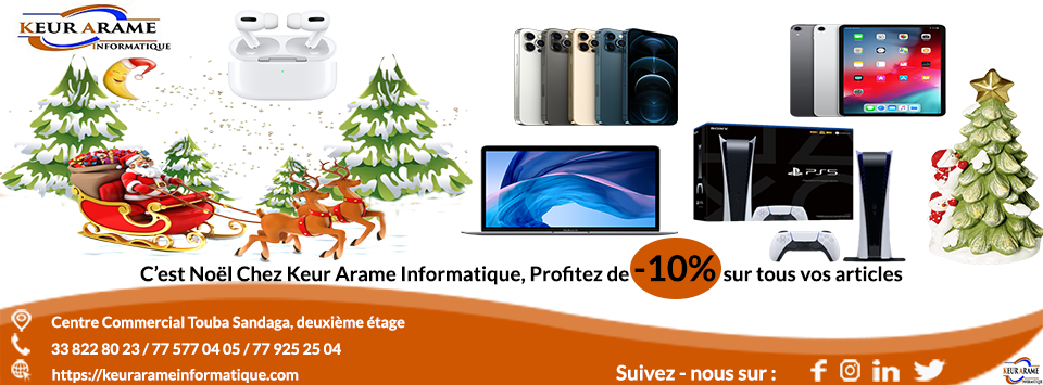 Promo Noel Keur Arame Informatique, leader dans la distribution d'appareils informatique et électronique au Sénégal