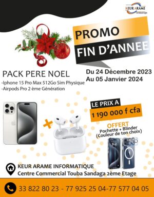 iPhone 15 PRO MAX - 512 Go - Sim Physique + Airpod PRO 2eme Gen