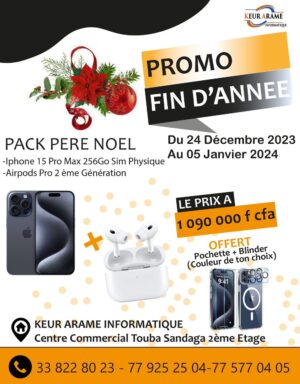 iPhone 15 PRO MAX - 256 Go - Sim Physique + Airpod PRO 2eme Gen